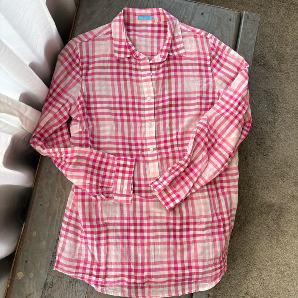 J McLaughlin pink plain popover tunic | size small